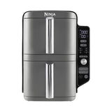 Ninja Double Stack XL Freidora de aire, 9,5 l, Doble cesta vertical, 4 niveles de cocción, 2 cestas y 2 rejillas, diseño para ahorrar más espacio, 6 funciones de cocción, 8 porciones, en gris, SL400EU