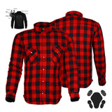 Bikers Gear Australia - Camisa protectora de franela para motocicleta con forro de aramida multicolor Rojo/Negro large