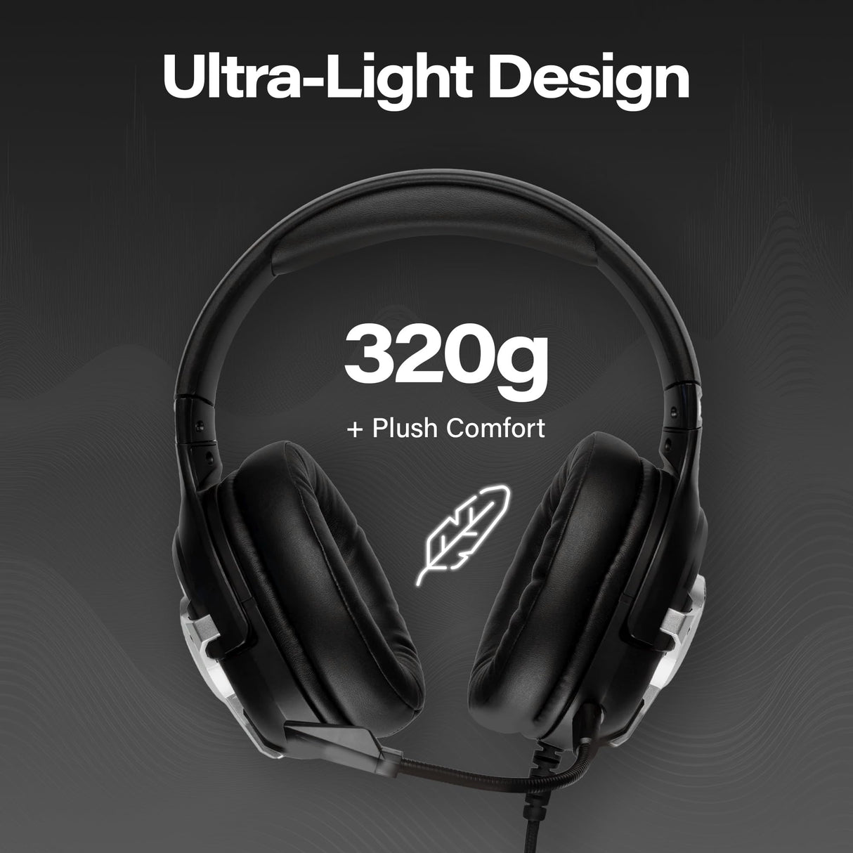 Meters M-Level-UP, Auriculares para Juegos, Sonido Envolvente 7.1, micrófono Desmontable, potentes Controladores de 50 mm, Control Remoto en línea, RGB Personalizado Brillante y VU único, Compatible