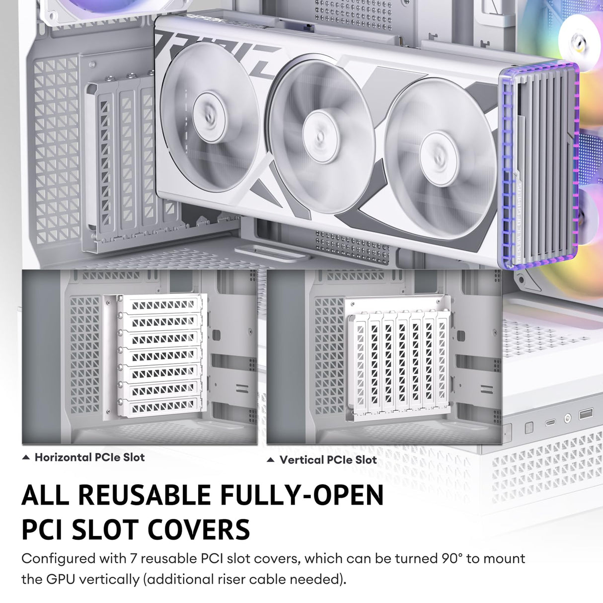 Antec C7 ARGB Blanco, Soporte de GPU RTX 40, 4 Ventiladores ARGB PWM de 120 mm incluidos, refrigeración Vertical, Tipo C de 10 Gbps, Paneles Frontales y Laterales de Vidrio Templado Continuo