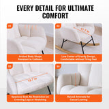 VEVOR Columpio, 113 kg Capacidad de Peso Tela de Peluche Acolchado balancín Deslizante Asiento Suave y Respaldo Alto, Silla de Lactancia para guardería, Dormitorio, Sala de Estar, Blanco Marfil, 95 x