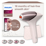 Philips Lumea Serie 9900, depiladora IPL con Inteligencia Artificial, tratamiento personalizado, 4 accesorios para el cuerpo, la cara, la zona del bikini y las axilas, con cable y sin cable, BRI951/00