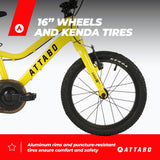 ATTABO Ease 16" Bicicleta de montaña, Juventud Unisex, Amarillo