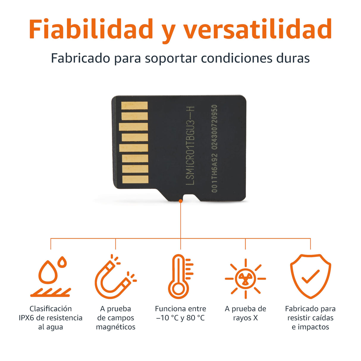 Amazon Basics Tarjeta MicroSDXC de 1 TB con Adaptador, Velocidad de Lectura de hasta 200 MB/s, Paquete de 1