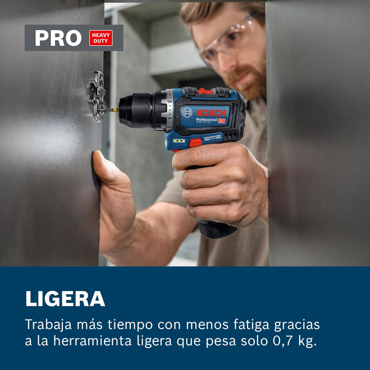 Bosch Professional 12V System Taladro/atornillado GSR 12V-32 (KickBack Control óptimo, motor Brushless sin escobillas, incl. baterías de 2,0 Ah y 4,0 Ah, cargador, accesorios, inserto P&C, L-BOXX)