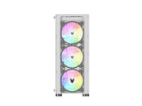 Oversteel - Azurite Caja Pc Gaming Compatible con Placas ATX, Micro ATX e ITX, 4 Ventiladores 120mm A-RGB Incluidos, Frontal Mallado, Instalación Vertical, Cristal Lateral Templado, USB 3.0, Blanco