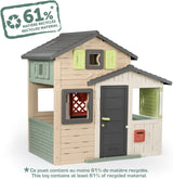 Smoby Life - Casa de Juegos Friends House EVO con 2 Puertas, 6 Ventanas – Fabricada en Material Reciclado, Protección UV, para Niños a Partir de 3 Años (7600810208)