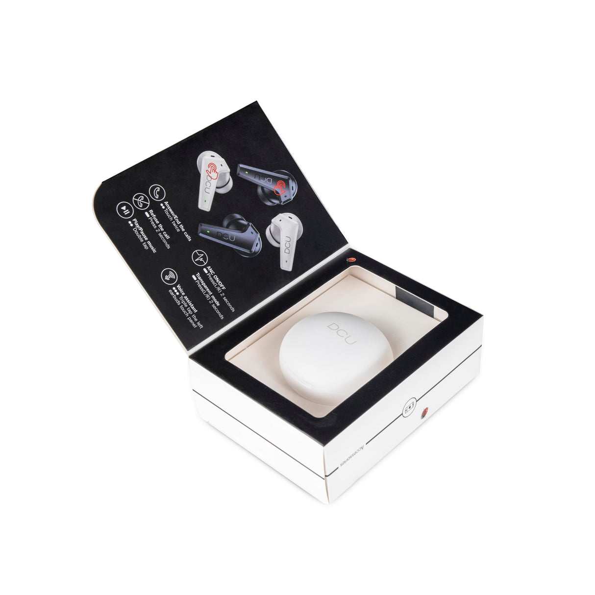 DCU TECNOLOGIC | Auriculares con Cancelación de Ruido Activa Feedforward | Auriculares Bluetooth 5.0/5.2 | Blanco