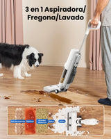 Proscenic F10 Pro Aspiradora Fregadora sin Cable en Seco y Húmedo 3 en 1, Aspiradora Escoba Ligera Inteligente, Autolimpieza, Pantalla LED, Tanque Doble, Suelos Duros