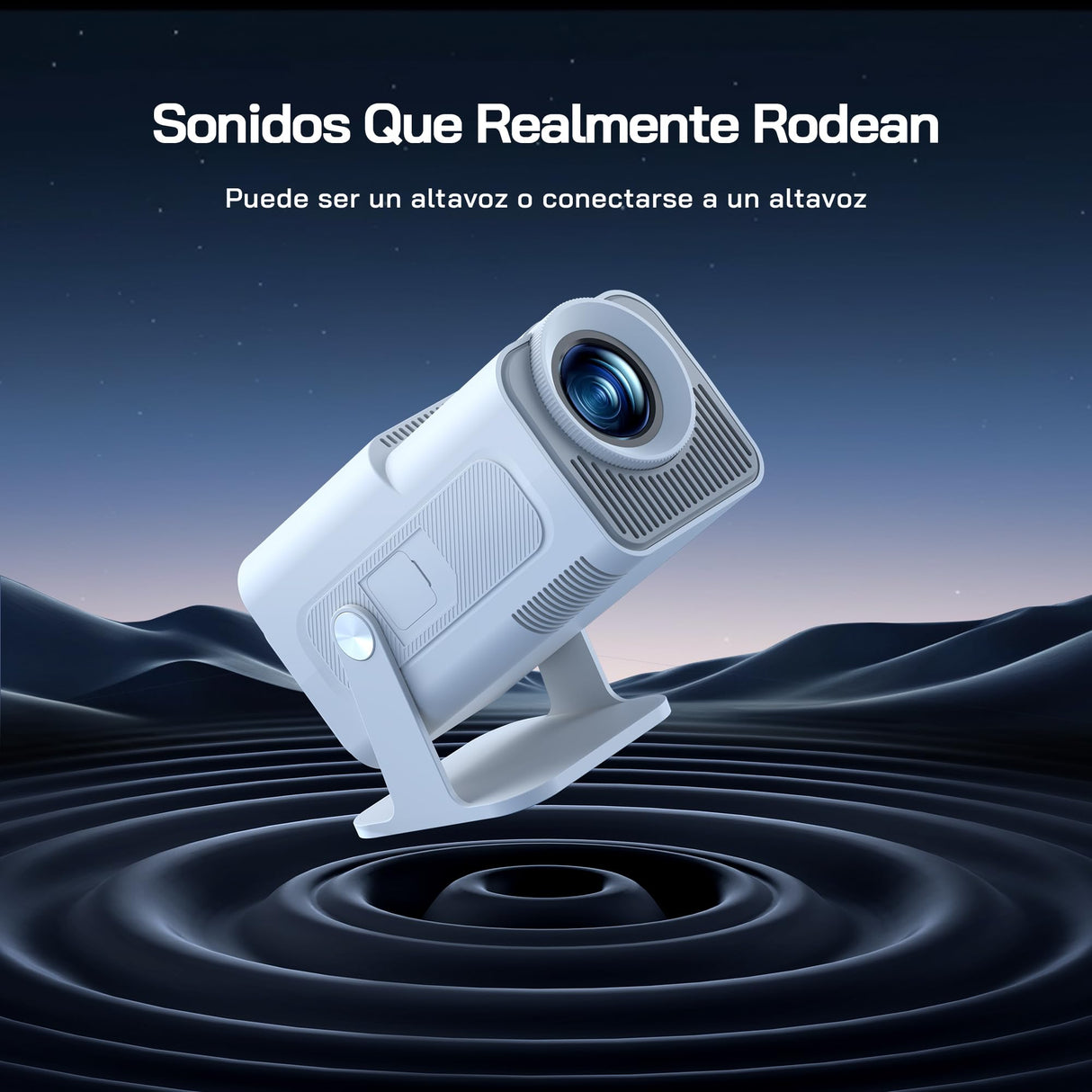 WOLFANG 4K Proyector Portátil【App Integrada/Netflix Oficial】, 26000 Lúmenes Mini Proyector con WiFi 6, 50% Zoom, 180° Rotation Projector Portable para Home Cinema/TV Stick/iOS/Android/PC/PS5/HDMI/AV