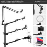 TARION Soporte Camara Mesa Brazo: Soporte para Camara de Escritorio Flexible Overhead Camera Mount Rig Fotografia con Brazo Articulado para Luz de Anillo Micrófono Video Titanrig(Conjunto de Mesa)