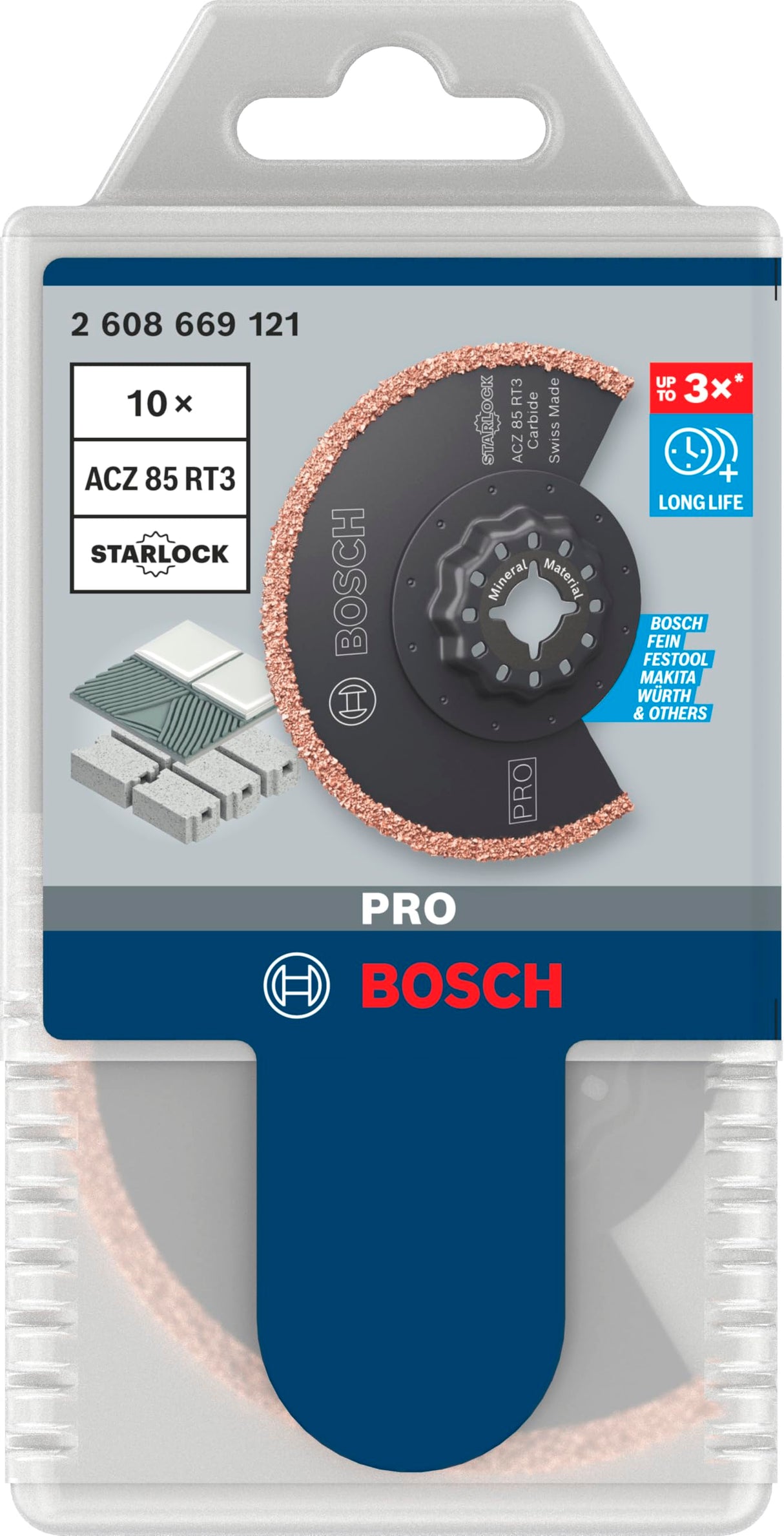 Bosch 10 hojas multimaterial ACZ 85 RT3 para herramientas multifunción (para mortero, hormigón celular, diámetro de 85 mm, herramienta multifunción)