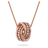 Swarovski Colgante Further, blanco, Baño en tono Oro Rosa