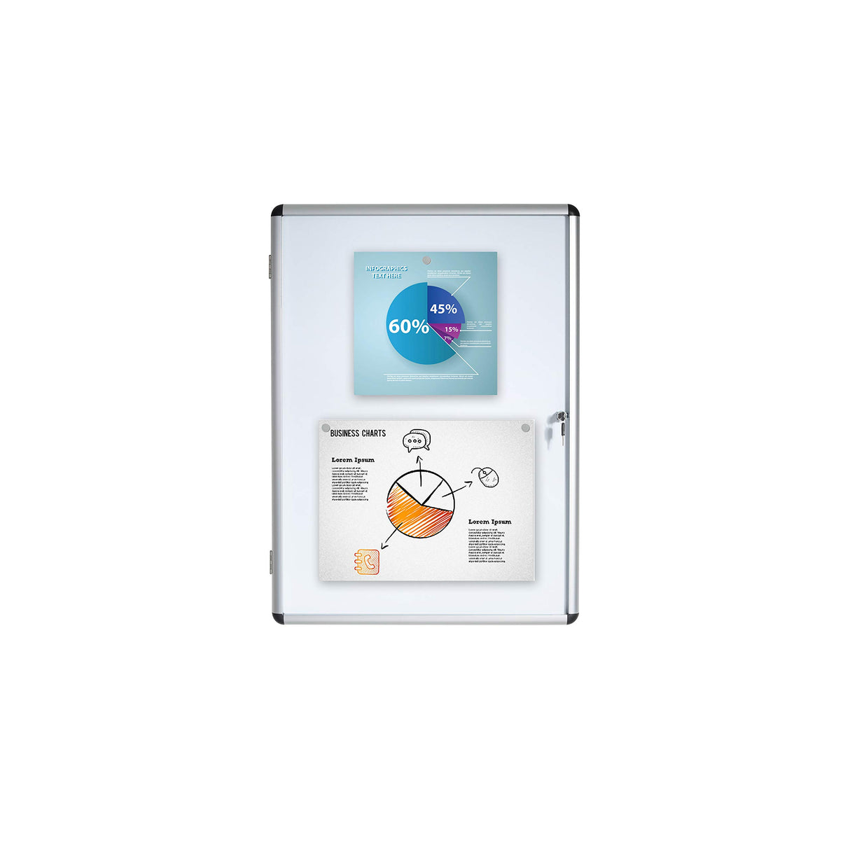 Bi-Office Enclore - Vitrina de interior Magnética para 4 Hojas A4, con Puerta de Aluminio y Cerradura, 500 x 674 mm