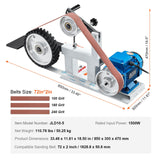 VEVOR Lijadora de Banda, Velocidad Variable de 850 x 300 x 470 mm con VFD, Pulidora de Banda de 1500 W y 2 HP con 3 Moldes de Pulido y 3 Bandas de Lijado para Trabajar Metales y Fabricar Cuchillos