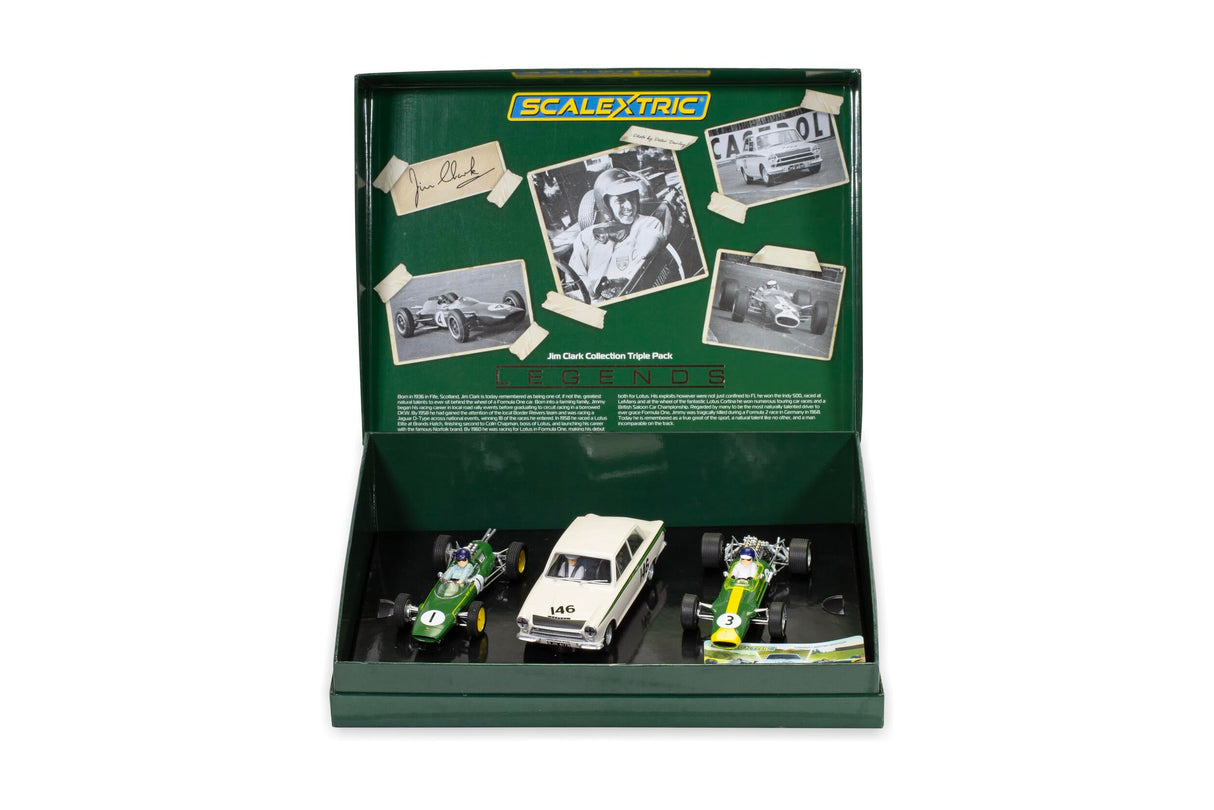 Scalextric Cars - C4395A The Legend of Jim Clark Triple Pack - Coche con Ranura de Juguete para Uso en Pistas de Carreras o Set - Ideas de Regalo para niños pequeños y niñas de 5 años