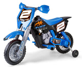 Feber - Rider Cross Azul con Casco, Moto Eléctrica de 6V, Motocross de Juguete, Aspecto y Pegatinas Deportivas, Tiene Pedales y Ruedines, para Niños y Niñas Entre 2 y 7 años, Famosa (800012224)