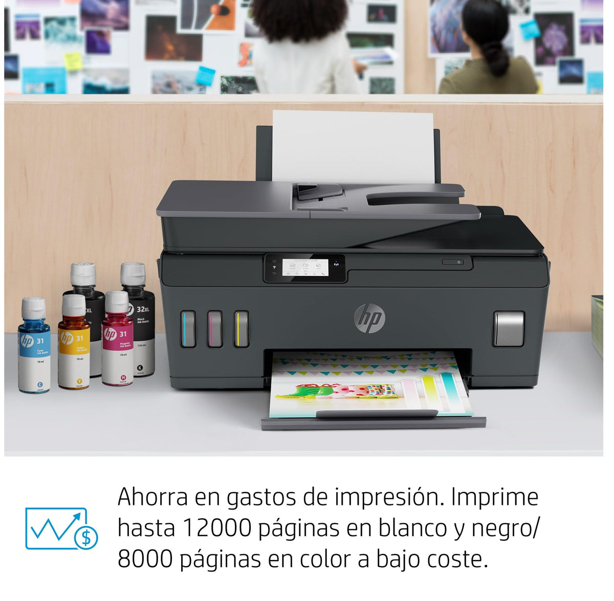 HP Smart Tank Plus 570 5HX14A- Impresora A4 Multifunción con Deposito de Tinta Recargable, Impresión a Color, Escaner, Copiadora, Wi-Fi, HP Smart App, Negro