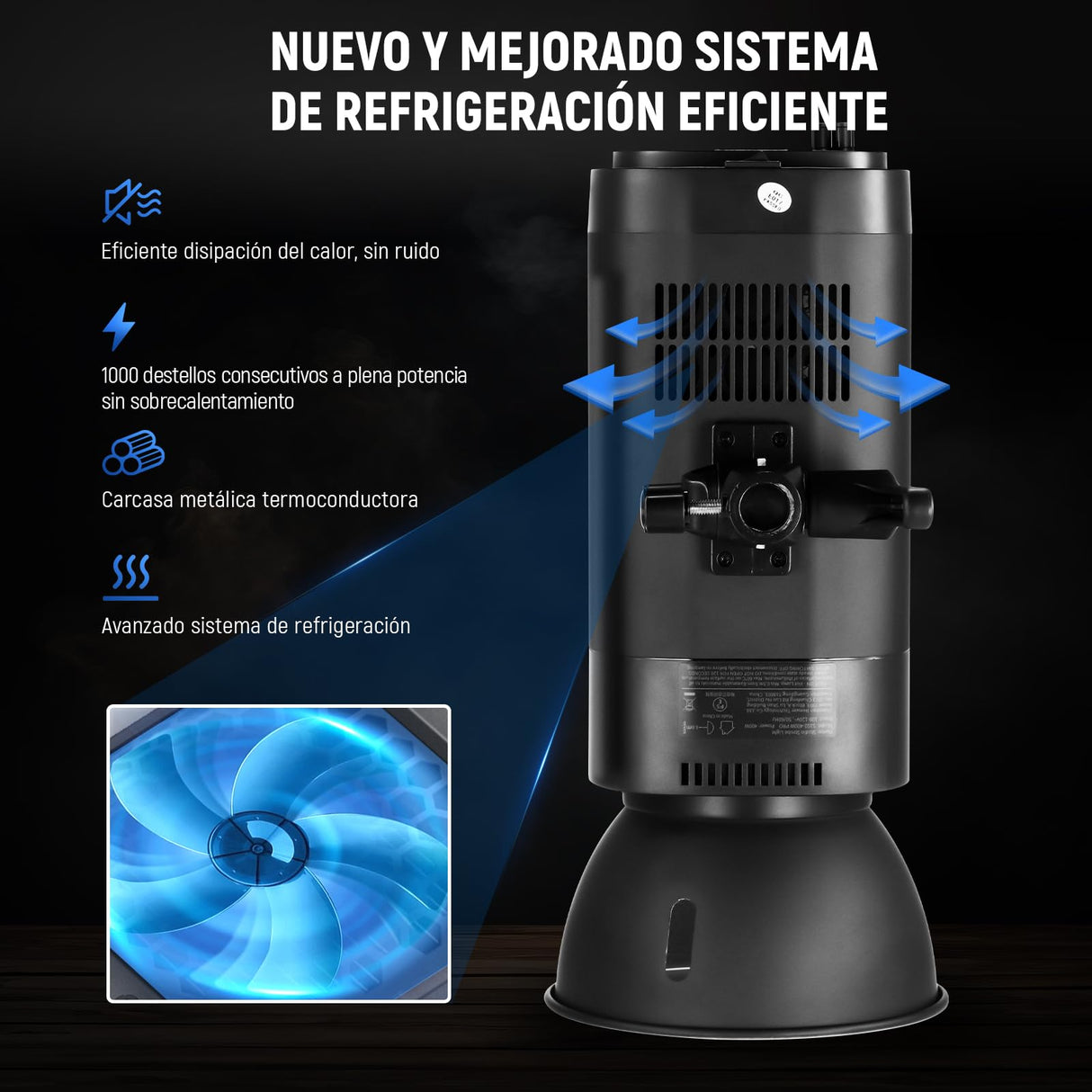 NEEWER S102-400W Pro Fash Luz Strobe con Disparador 2,4G, 400Ws GN62 5600K con 30W Lámpara de Modelar LED Reflector Montaje Bowens Modo S1/S2 Ventilador para Fotografía Productos,Compatible con QPRO