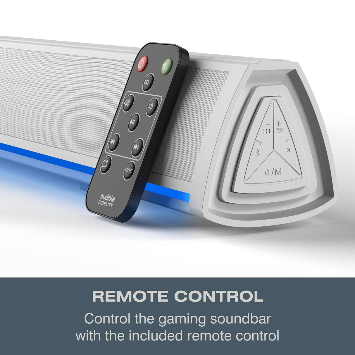 Audible Fidelity Barra de Sonido TV con Bluetooth, Soundbar para Television, Videojuegos, Música, Barras de Sonido Altavoces para TV Home Cinema, Oficina y PC con Mando a Distancia (Blanco)