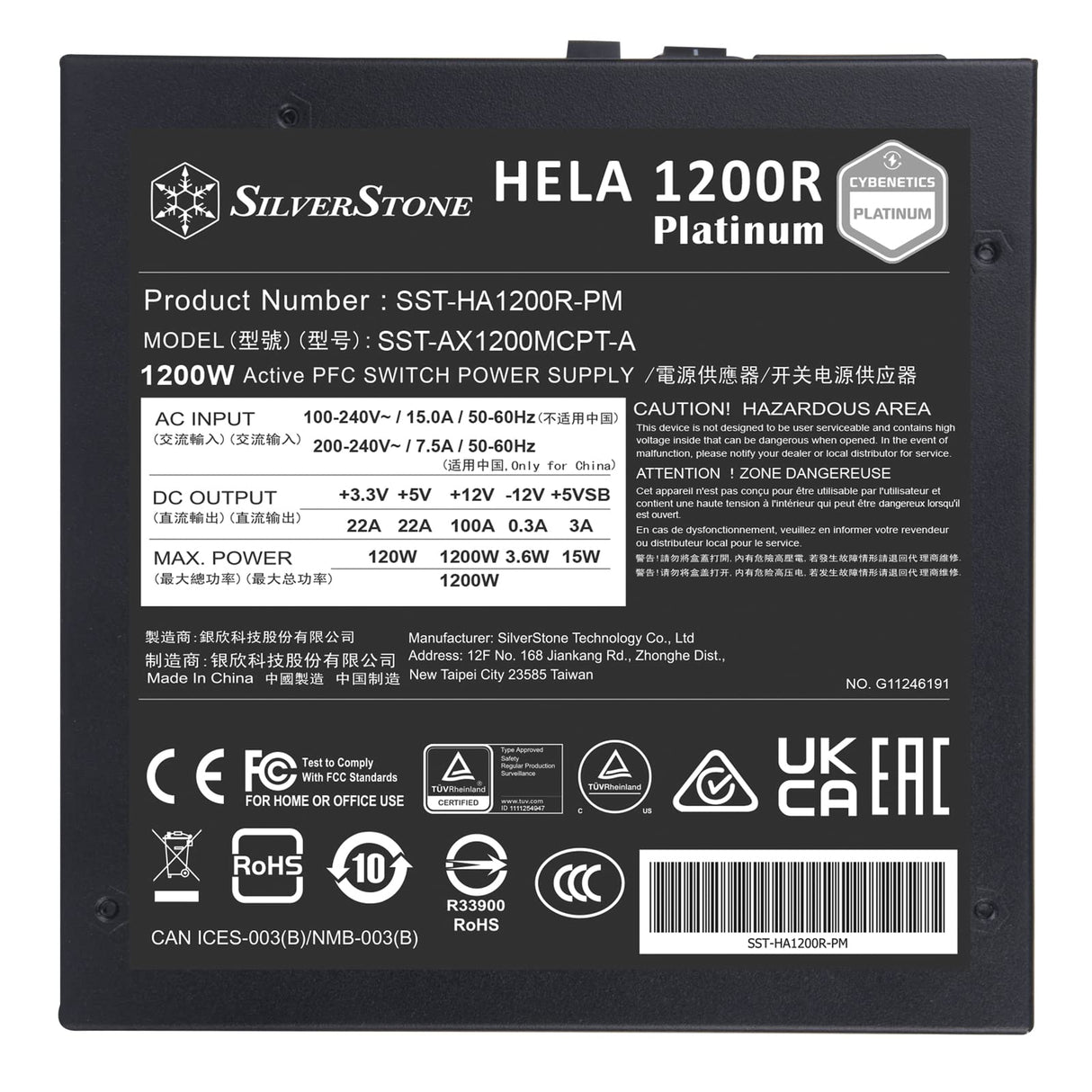 Silverstone SST-HA1200R-PM - HELA FA ATX Totalmente Modular Cybenetics Platinum 1200W PCIe 5.0