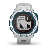 Garmin Instinct Surf Solar, Reloj inteligente con GPS resistente al agua, funciones deportivas de surf, carga solar, pulsioximetría y notificaciones del smartphone, Blanco