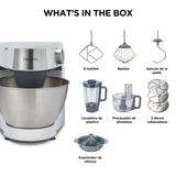 Kenwood Prospero+ KHC29.H0WH - Robot de Cocina Multifunción, Bol 4,3L, Mezclar, Batir y Amasar, Batidora de Vaso de Cristal 1.5L, Procesador de Alimentos 1.4L con Tres Discos y Exprimidor, Blanco