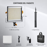 NEEWER 2 Pack Luces de Video LED Bicolor Regulables 480 y Kit de Iluminación de Soporte Incluye: Panel LED CRI 96+ de 3200-5600K con U Bracket, Tripode de luz de 75 Inches para Fotografía de Estudio