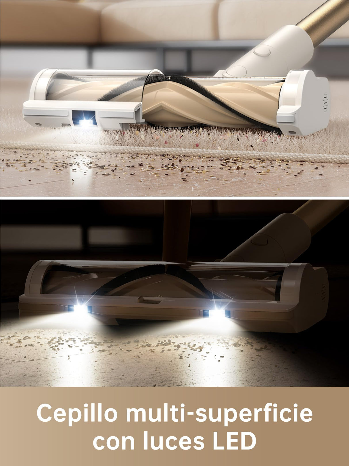 DREAME R10 Aspiradora sin Cable, 120 AW Aspiradora Escoba sin Cable, 60 Min Filtración Avanzada, Cepillo Multisuperficie, Luz LED, Adecuado para Limpiar Pelos de Mascotas, Polvo, Alfombra