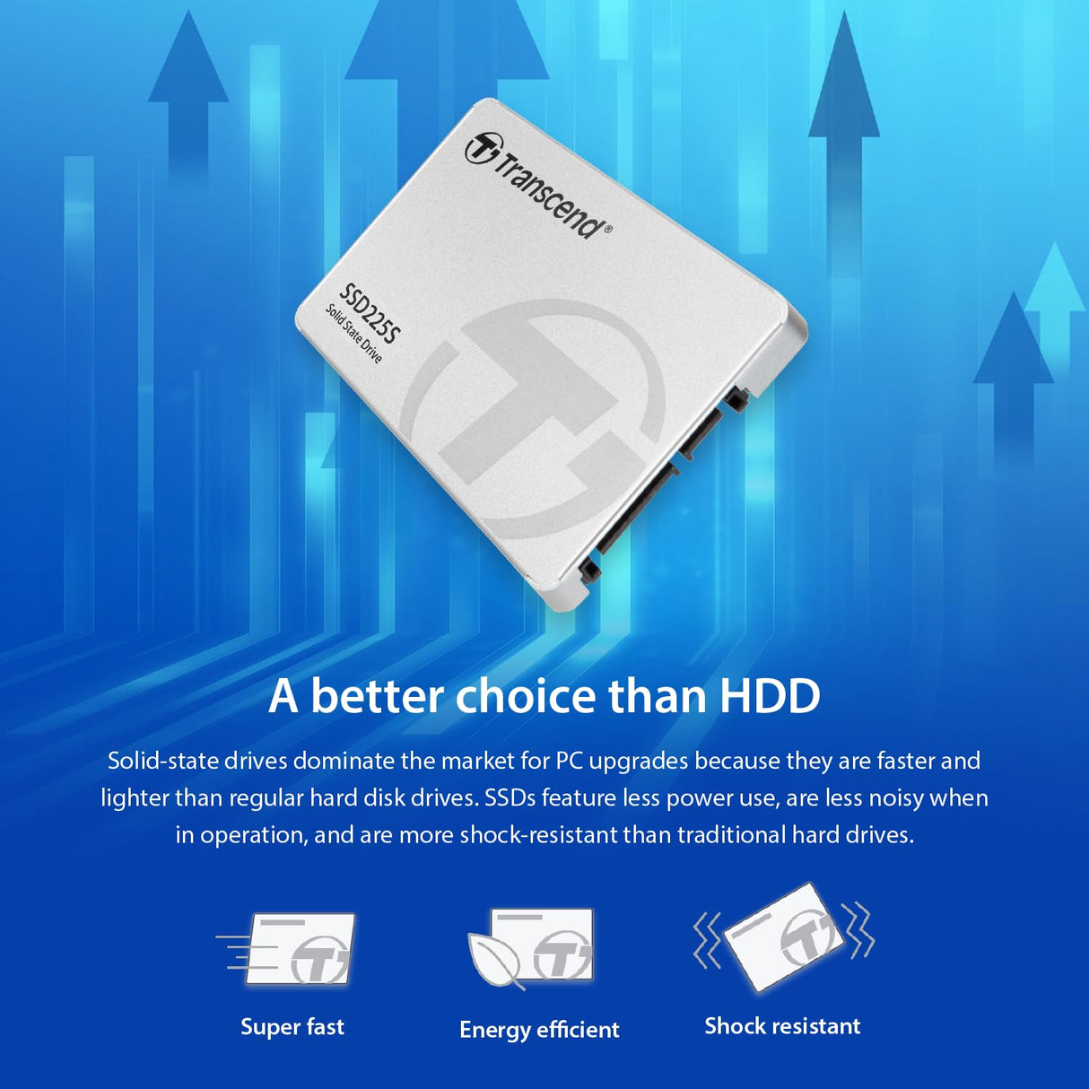 Transcend SSD225S 2TB 2.5" SATA III (6Gb/s) SSD Interno - Memoria Flash 3D NAND, Resistente a Golpes - TS2TSSD225S