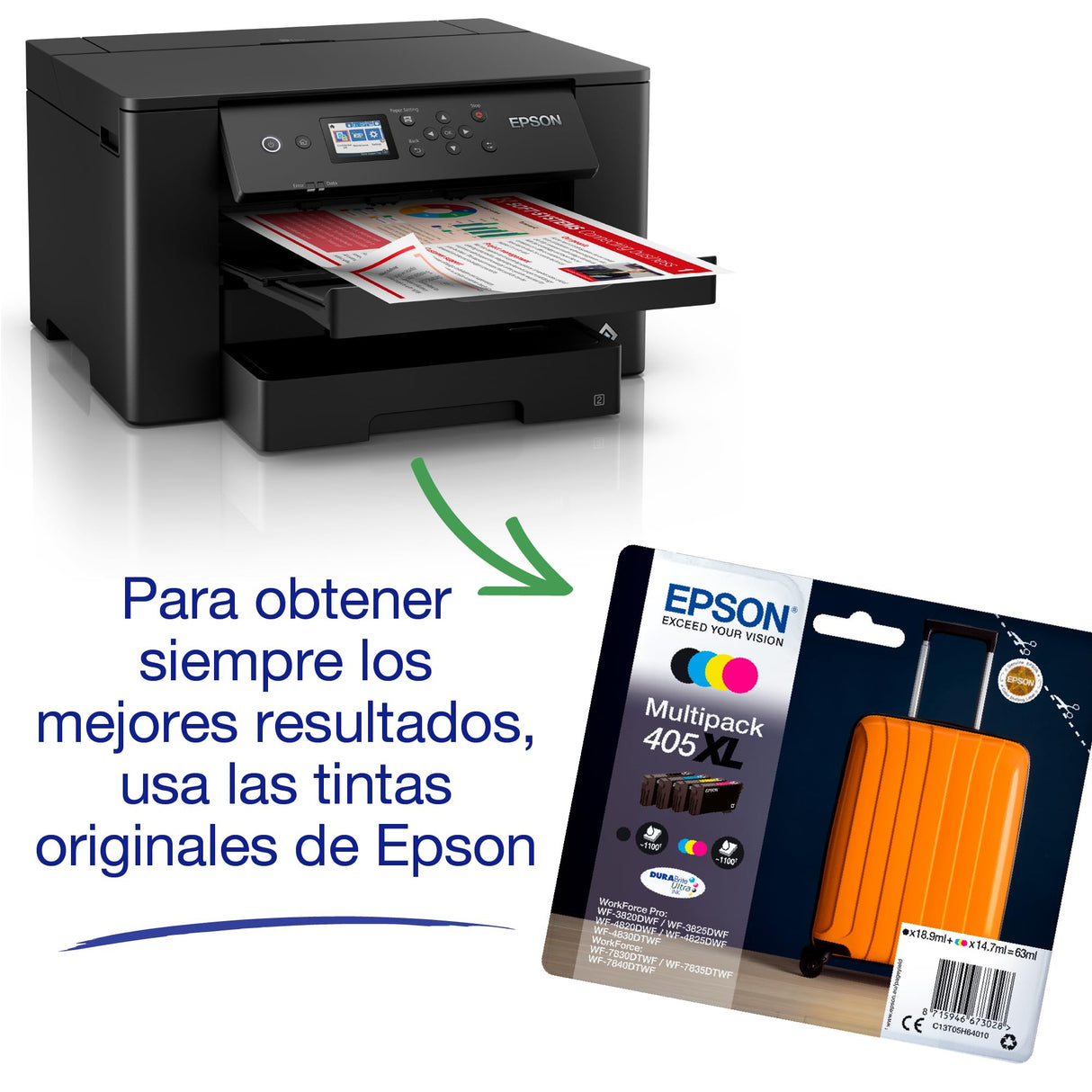 Impresora de inyección de tinta monofunción WorkForce WF-7310DTW A3+ con conectividad inalámbrica e impresión a doble cara
