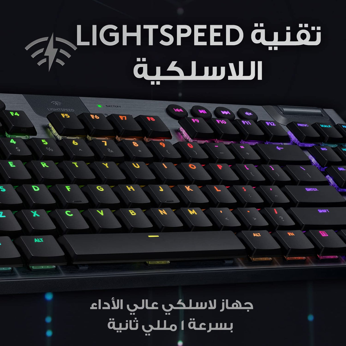 Logitech G915 LIGHTSPEED TKL Teclado Gaming Mecánico Inalámbrico con teclas GL-Táctil de bajo perfil, LIGHTSYNC RGB, Diseño ultradelgado, 40+ Horas duración de Batería, Disposición QWERTY US - Negro