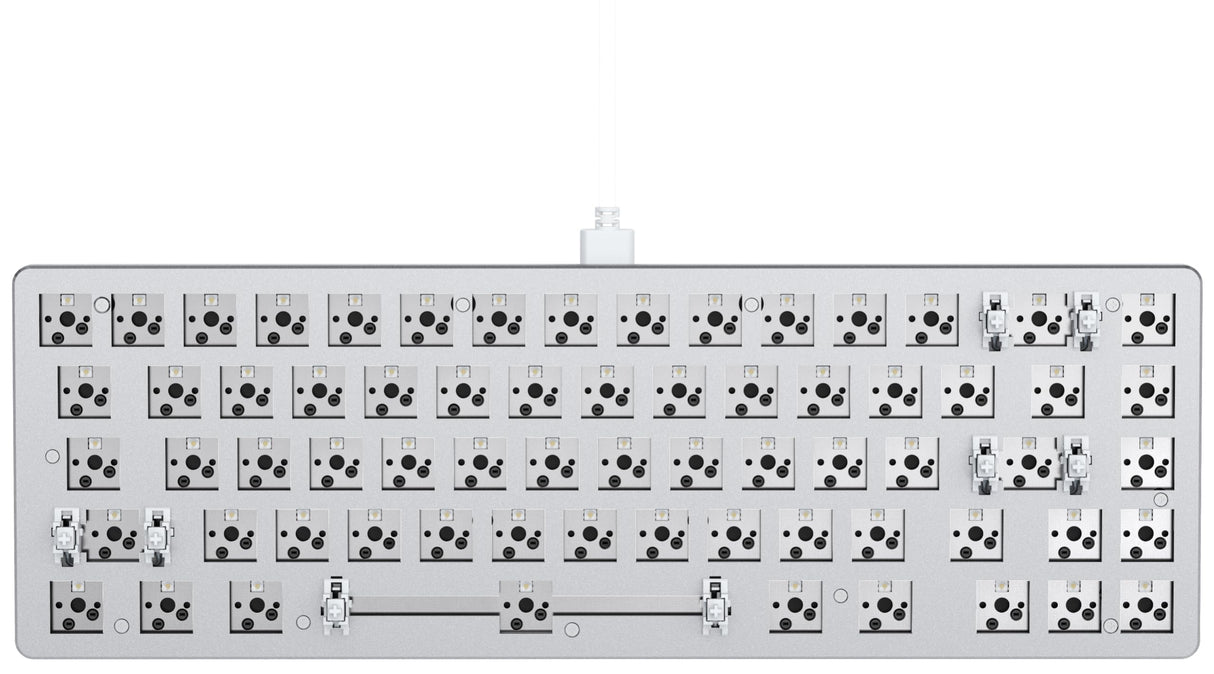 Glorious Gaming GMMK 2 Compact (65%) Barebones (solo carcasa) - Carcasa de teclado gaming mecánico, compacta TKL (65%), aluminio, personalizable, RGB, distribuciones americano / ANSI - Blanco