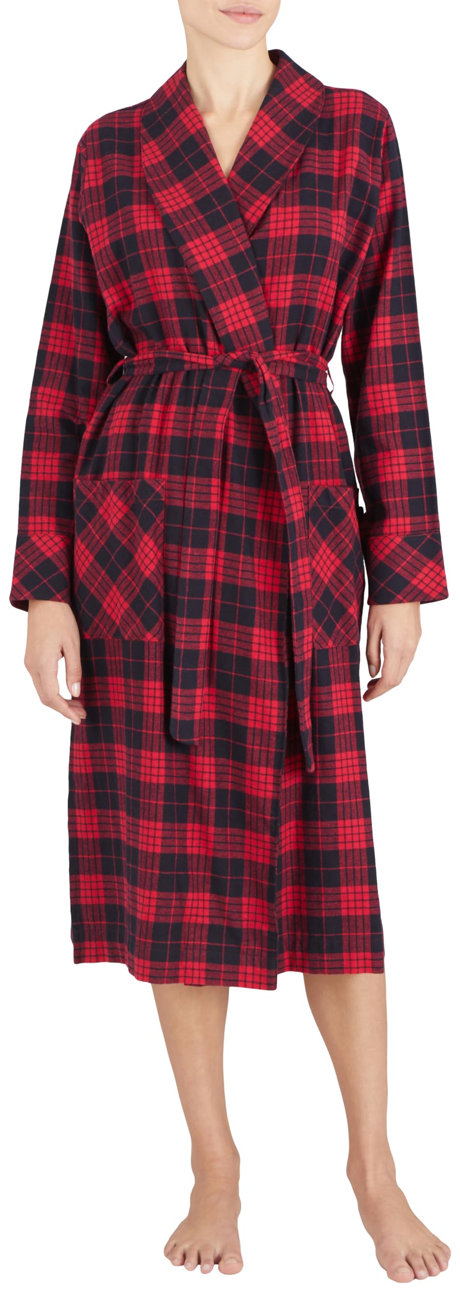 Emporio Armani Tartan Christmas Viscose Nightgown Bata de baño, SCOZZESE Rosso/Nero, L De Las Mujeres