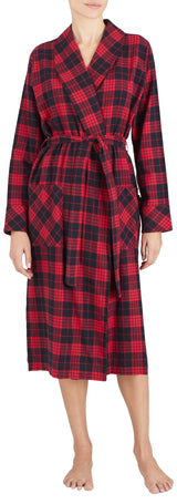 Emporio Armani Tartan Christmas Viscose Nightgown Bata de baño, SCOZZESE Rosso/Nero, L De Las Mujeres