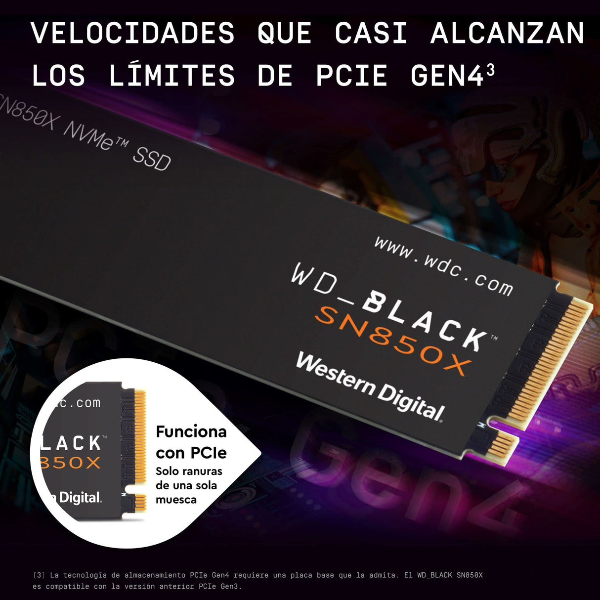 WD_BLACK SN850X NVMe SSD, 2TB M.2 2280, Velocidades de lectura hasta 7300 MB/s, escritura 6600 MB/s, SSD para Juegos internos, PCIe Gen 4, SSD de alto rendimento, Negro