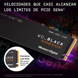 WD_BLACK SN850X NVMe SSD, 2TB M.2 2280, Velocidades de lectura hasta 7300 MB/s, escritura 6600 MB/s, SSD para Juegos internos, PCIe Gen 4, SSD de alto rendimento, Negro