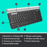 Logitech K780 RF Wireless + Bluetooth QWERTY Pan Nordic Gris, Color Blanco Teclado – Teclados (RF Wireless, Inalámbrico, Universal)