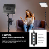 NEEWER Basico Kit Iluminación Panel Luz Video LED 2 Paquetes con 2 59'' Soportes y 2 Soportes Teléfono, 850lx/0.5m Bi Color 2700K-6500K Luz de Estudio Regulable para Foto Grabación Live Stream, BP300