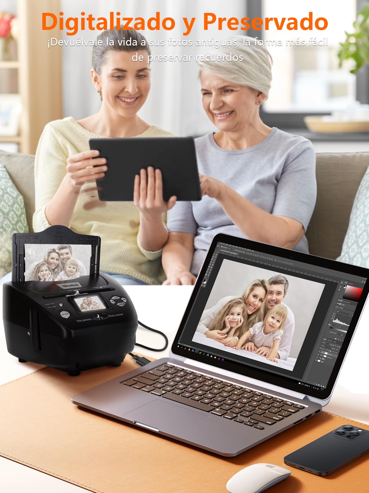 Rollei PDF S 240 SE Escáner Fotos, Convertidor de Diapositivas y Negativos Fotográficos 35mm 135/Fotos Antiguas (3R/4R/5R)/Tarjeta de Visita a Digital de Ordenador en Casa y Oficina