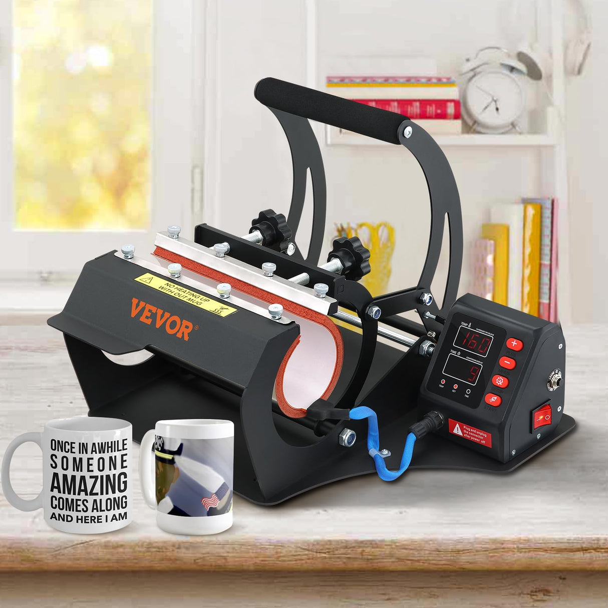 VEVOR Prensa Térmica para Tazas 560W 11oz 30oz Prensa de Tazas 0-428℉ Negro Máquina de Prensado de Tazas 0-999s para Transferir Imágenes Coloridas a Tazas de Cerámica, Tazas de Café y Vasos