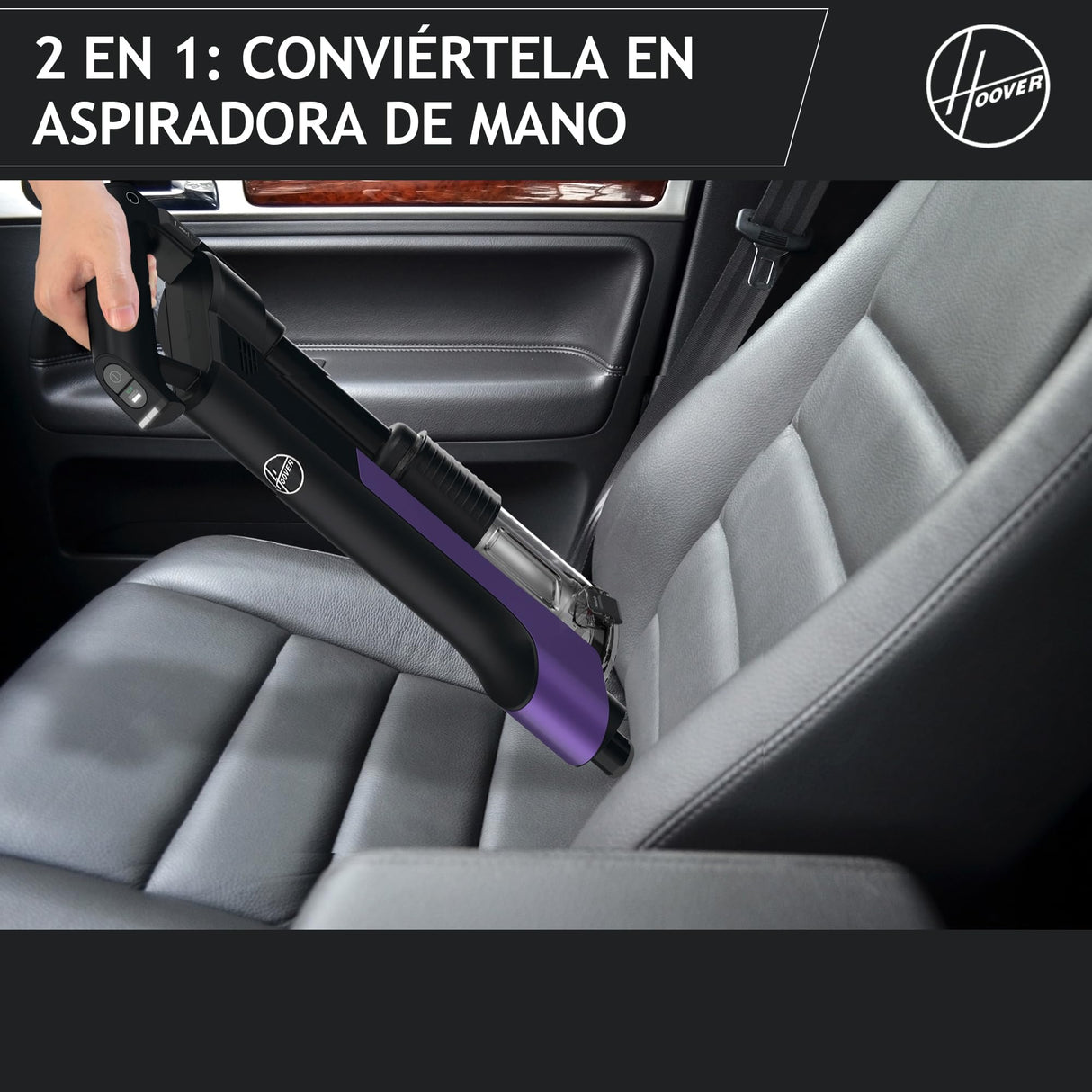 HOOVER Aspiradora Escoba sin Cable Ligera HF2, con 500 PowerTime, Que compacta el Polvo para Extender la Potencia de succión, Boquilla multisuperficie con Cepillo antienredos con Luces LED, HF2Z10H
