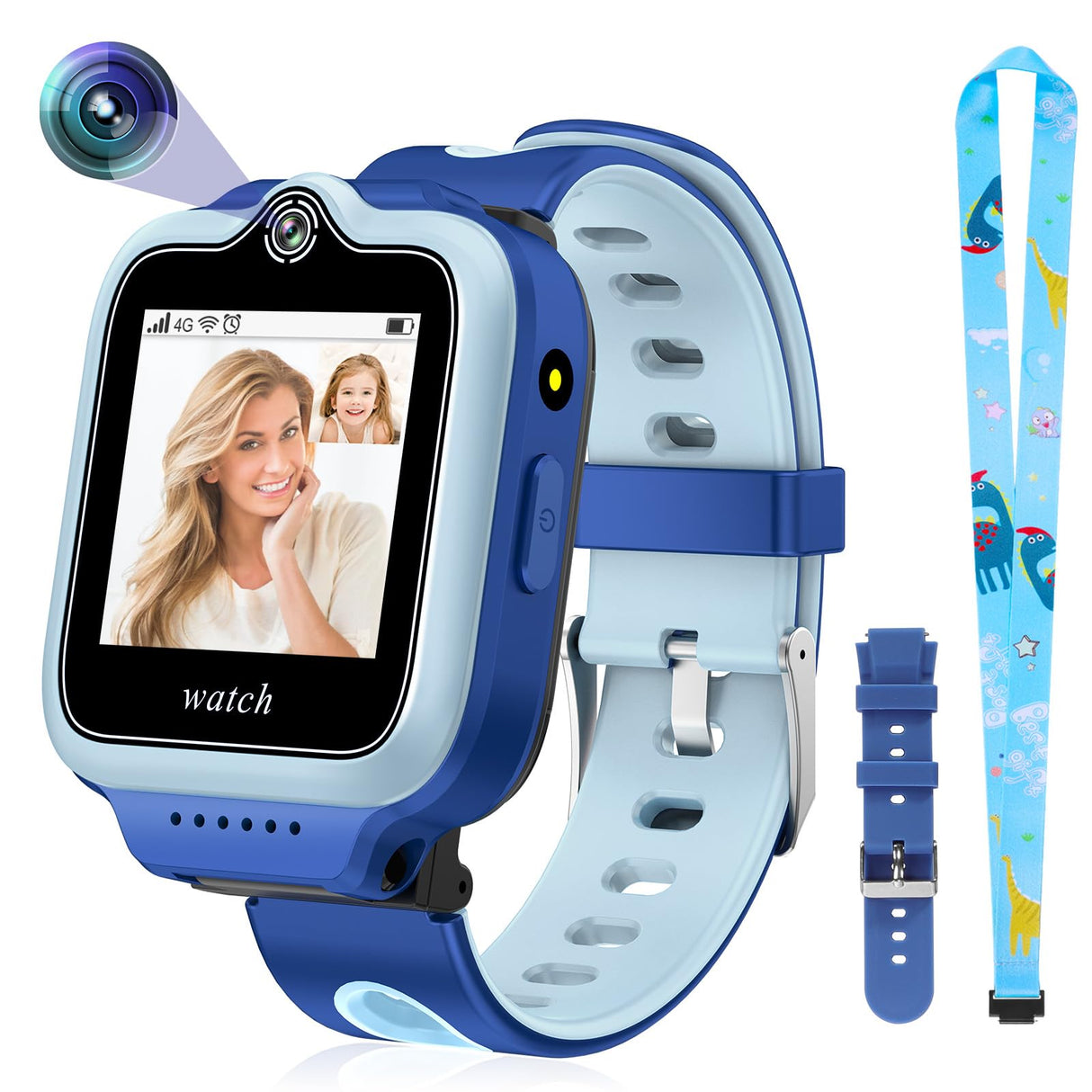 ele ELEOPTION 4G GPS Reloj Inteligente Impermeable para niños y niñas, Llamada bidireccional, Chat de Voz y vídeo, cámara, SOS, Reproductor de vídeo Musical, Alarma