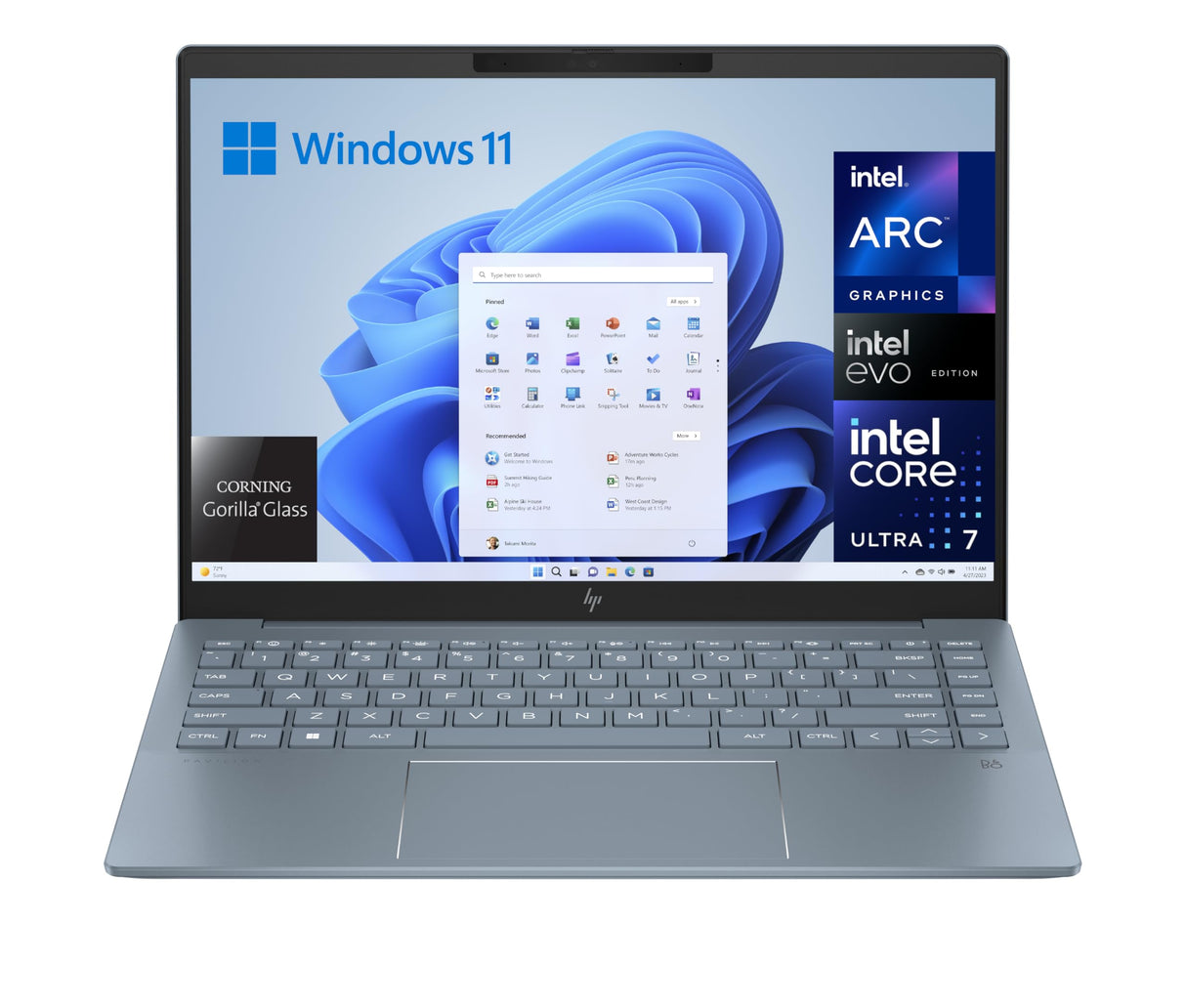 HP Pavilon Plus 14-ew1020ns - Ordenador portátil de 14" OLED 2.8K (Intel EVO Core Ultra 7, 32GB RAM, 1TB SSD, Intel ARC Graphics, Windows 11) Azul - Teclado QWERTY Español