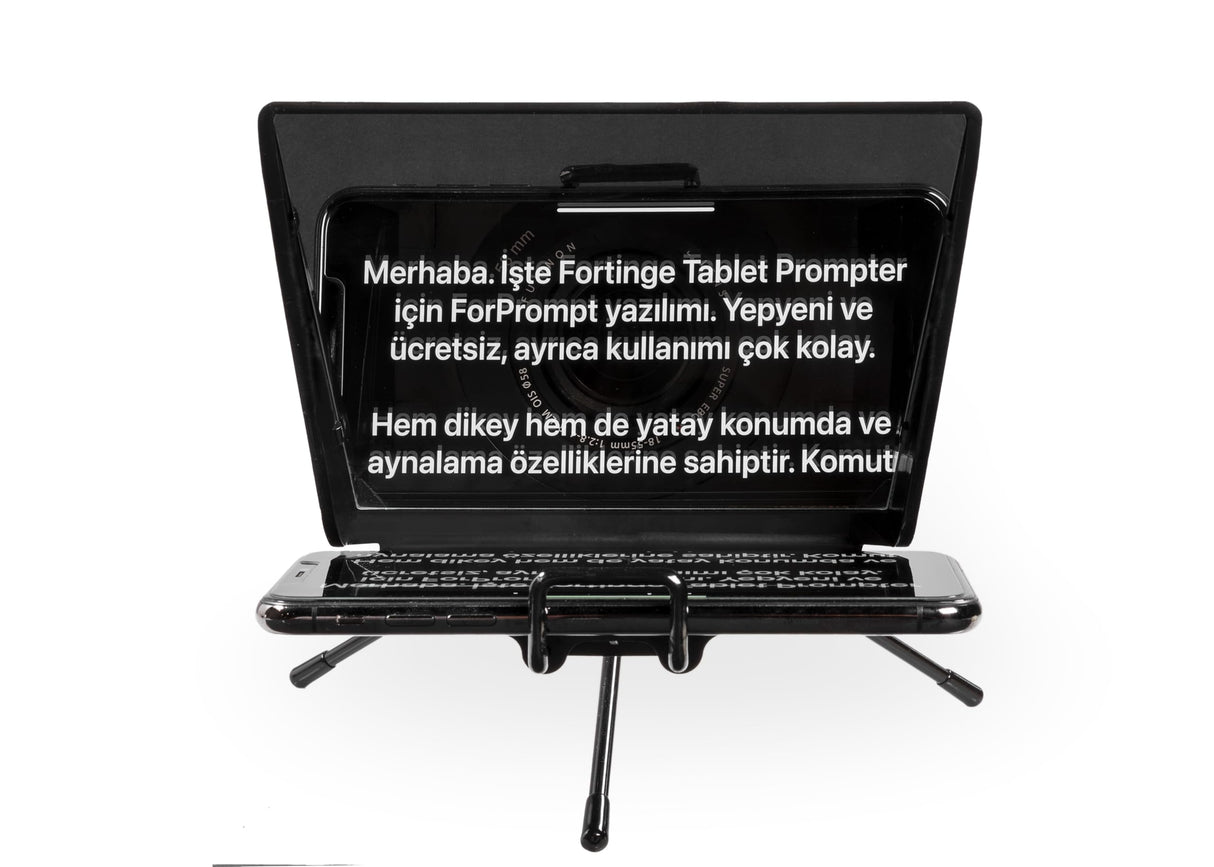 Fortinge MIA-XL - Teleprompter móvil para Smartphones de hasta 5,8 Pulgadas, Compatible con cámaras réflex Digitales y portátiles, Incluye Mando a Distancia Bluetooth y Software ForPrompt