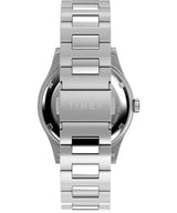 Timex Waterbury - Reloj de 39 mm para hombre, acero inoxidable, correa de acero inoxidable, esfera negra, caja de acero inoxidable TW2W14800