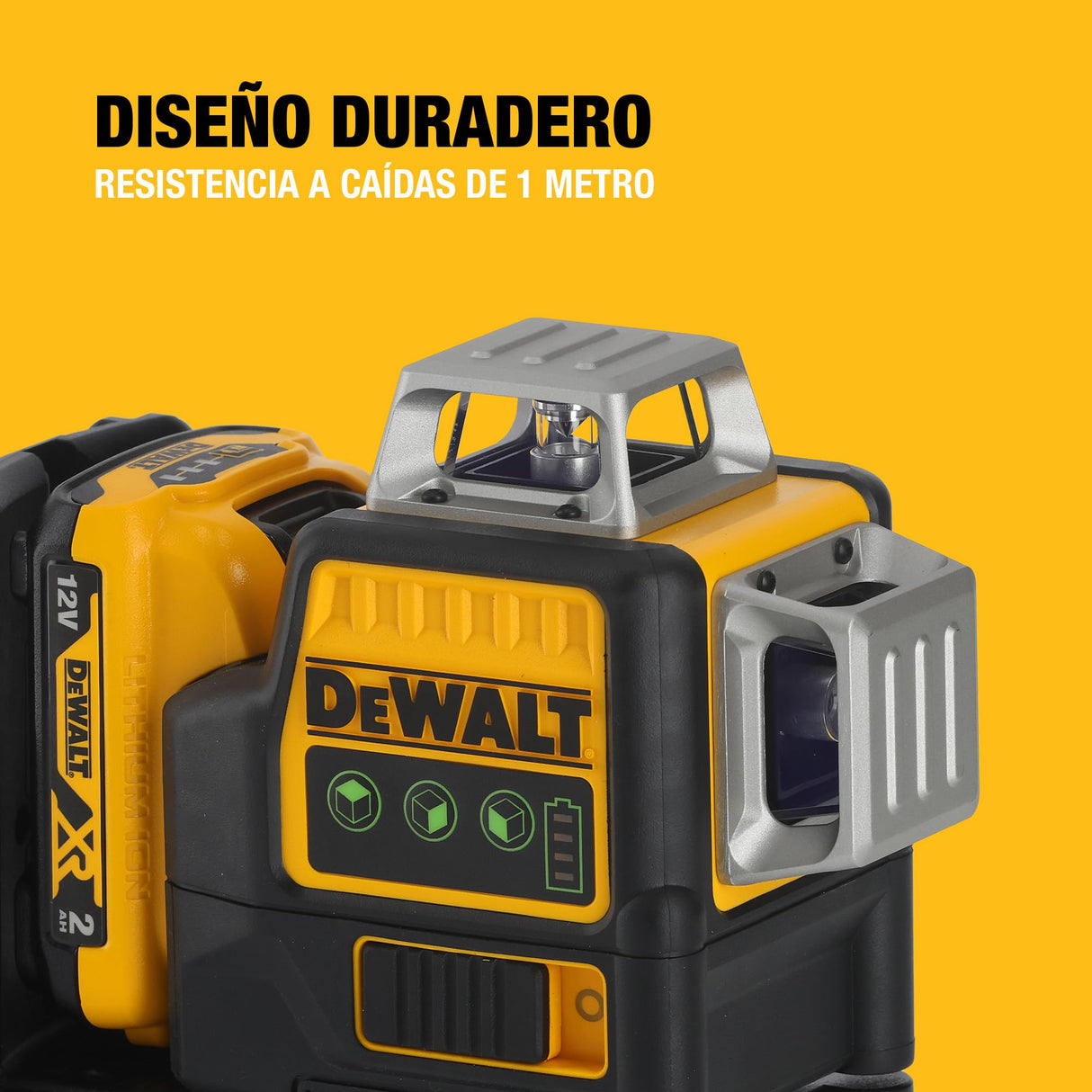 DEWALT Nivel Láser de Línea Cruzada Verde, 12V XR, 3x 360º con batería 2Ah, DCE089D1G-QW