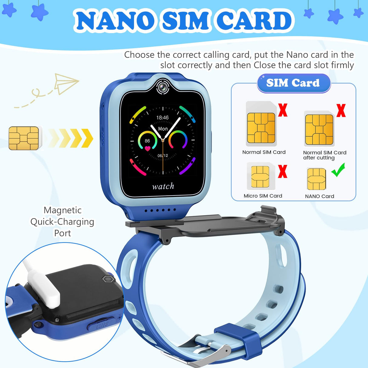 ele ELEOPTION 4G GPS Reloj Inteligente Impermeable para niños y niñas, Llamada bidireccional, Chat de Voz y vídeo, cámara, SOS, Reproductor de vídeo Musical, Alarma