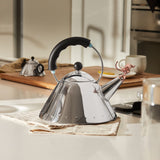 Alessi |9093REX B Tea Rex Hervidor de Design con Asa y Silbato en Forma de Dragón, Acero Inoxidable, Negro