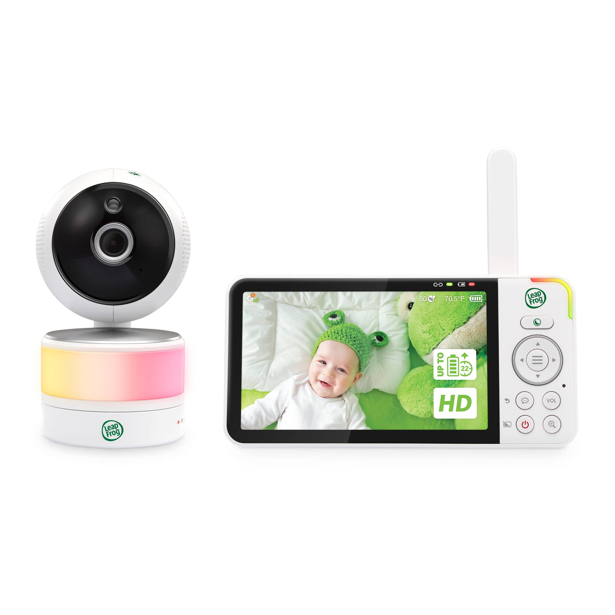 LeapFrog LF915HD Baby Surveillance Camera with Night Light 5" HD Screen Baby Monitor with Camera, 360° Translation and Tilt, 8X Zoom, Night Vision, Smart Sensor